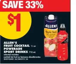 No Frills ALLEN'S FRUIT COCKTAIL 1 L OR POWERADE SPORT DRINKS 710 ML offer