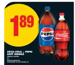 No Frills COCA-COLA or PEPSI SOFT DRINKS, 2 L offer