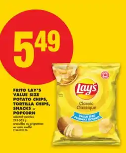 No Frills FRITO LAY'S VALUE SIZE POTATO CHIPS, TORTILLA CHIPS, SNACKS or POPCORN, 275-535 g offer
