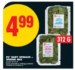 No Frills PC BABY SPINACH or SPRING MIX, 312 G offer
