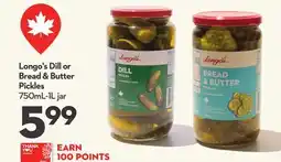 Longo's Dill or Bread & Butter Pickles offer