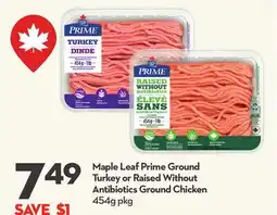 Longo's Prime Ground Turkey or Raised Without Antibiotics Ground Chicken offer