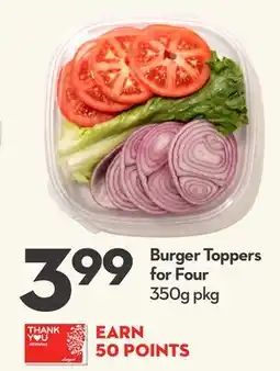 Longo's Burger Toppers for Four offer