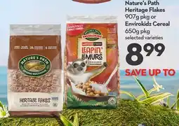 Longo's Nature's Path Heritage Flakes 907g pkg or Envirokidz Cereal 650g pkg offer