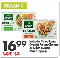Longo's Organic Frozen Chicken or Turkey Burgers offer