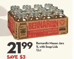 Longo's Mason Jars 1L with Snap Lids offer