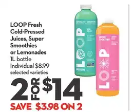 Longo's Fresh Cold-Pressed Juices, Super Smoothies or Lemonades offer
