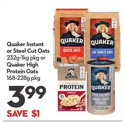 Longo's Instant or Steel Cut Oats 232g-1kg pkg or High Protein Oats 168-228g pkg offer