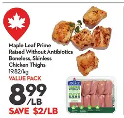 Longo's Prime Raised Without Antibiotics Boneless, Skinless Chicken Thighs offer