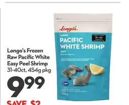 Longo's Frozen Raw Pacific White Easy Peel Shrimp offer