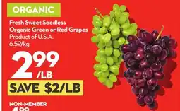Longo's Fresh Sweet Seedless Organic Green or Red Grapes offer