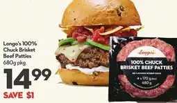 Longo's 100% Chuck Brisket Beef Patties offer