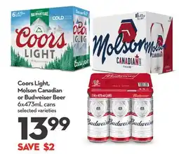 Longo's Coors Light, Molson Canadian or Budweiser Beer offer