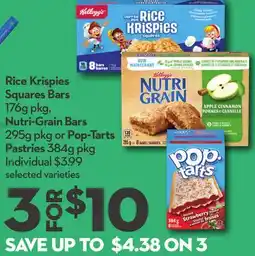 Longo's Rice Krispies Squares Bars 176g pkg, Nutri-Grain Bars 295g pkg or Pop-Tarts Pastries 384g pkg offer