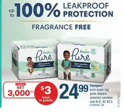 Loblaws PAMPERS PURE SUPER BIG PACK DIAPERS, 42-82'S offer