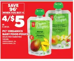 Loblaws PC ORGANICS BABY FOOD POUCH, 128 ML offer