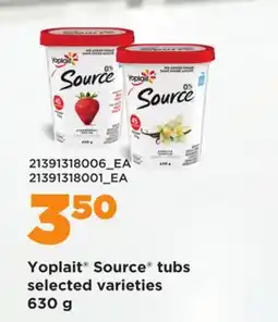 Loblaws YOPLAIT SOURCE TUBS, 630 G offer