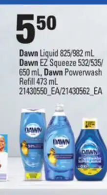 Loblaws DAWN LIQUID 825/982 ML DAWN EZ SQUEEZE 532/535/ 650 ML, DAWN POWERWASH REFILL 473 ML offer
