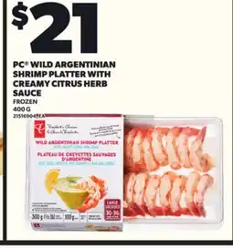 Loblaws PC WILD ARGENTINIAN SHRIMP PLATTER WITH CREAMY CITRUS HERB SAUCE, 400 G offer