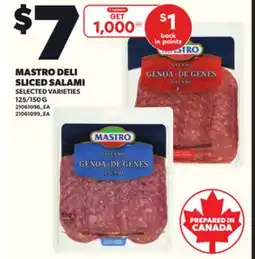Loblaws MASTRO DELI SLICED SALAMI, 125/150 G offer