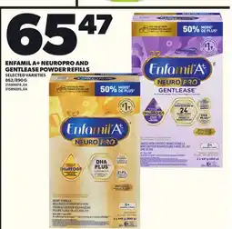 Loblaws ENFAMIL A+ NEUROPRO AND GENTLEASE POWDER REFILLS, 862/890 G offer