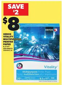 Loblaws XEROX VITALITY MULTIPURPOSE PRINTER PAPER 8.5 x 11, 500 SHEETS offer