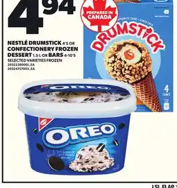 Loblaws NESTLÉ DRUMSTICK 4'S OR CONFECTIONERY FROZEN DESSERT, 1.5 L OR BARS 4-10'S offer