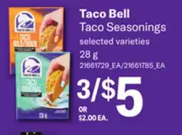Loblaws TACO BELL TACO SEASONINGS, 28 G offer