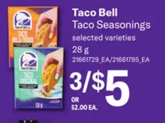Loblaws TACO BELL TACO SEASONINGS, 28 G offer