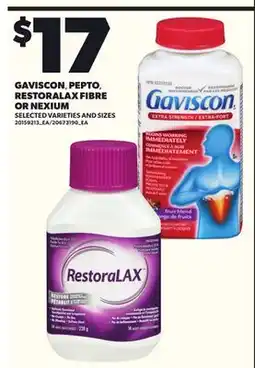 Loblaws GAVISCON, PEPTO, RESTORALAX FIBRE OR NEXIUM offer