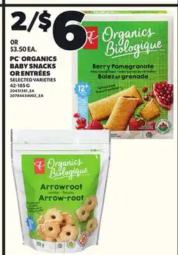 Loblaws PC ORGANICS BABY SNACKS OR ENTRÉES, 42-185 G offer