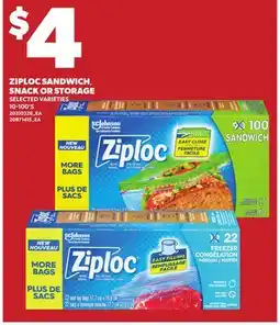 Loblaws ZIPLOC SANDWICH, SNACK OR STORAGE, 10-100'S offer