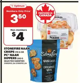 Loblaws STONEFIRE NAAN CRISPS, 170 G OR PC NAAN DIPPERS, 200G offer