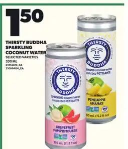 Loblaws THIRSTY BUDDHA SPARKLING COCONUT WATER, 330 ML offer