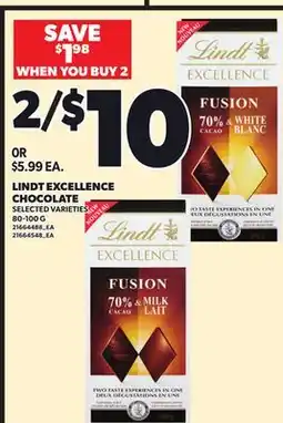 Loblaws LINDT EXCELLENCE CHOCOLATE offer