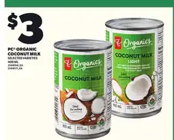 Loblaws PC ORGANIC COCONUT MILK, 400 ML offer