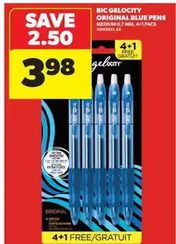 Real Canadian Superstore BIC GELOCITY ORIGINAL BLUE PENS, 4+1 PACK offer