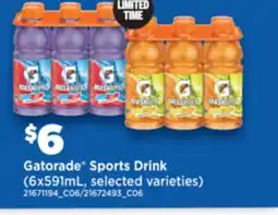Real Canadian Superstore GATORADE SPORTS DRINK, 6X591ML offer