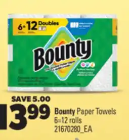 Real Canadian Superstore BOUNTY PAPER TOWELS, 6=12 rolls offer