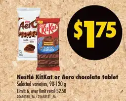 Real Canadian Superstore NESTLÉ KITKAT OR, AERO CHOCOLATE TABLET, 90-120 G offer