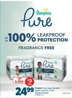 Real Canadian Superstore PAMPERS PURE SUPER BIG PACK DIAPERS, SIZE N-6, 42-82 offer