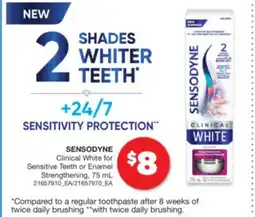 Real Canadian Superstore SENSODYNE CLINICAL WHITE FOR SENSITIVE TEETH OR ENAMEL STRENGTHENING, 75 ML offer