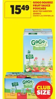 Real Canadian Superstore GOGO SQUEEZ FRUIT SAUCE POUCHES, 20X90 G offer