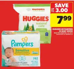 Real Canadian Superstore HUGGIES OR PAMPERS 3X BABY WIPES, 112-216' S offer