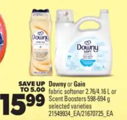 Real Canadian Superstore DOWNY OR GAIN FABRIC SOFTENER, 2.76/4.16 L OR SCENT BOOSTERS, 598-694 G offer