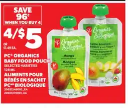 Independent Grocer PC ORGANICS BABY FOOD POUCH, 128 ML offer