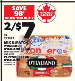 Independent Grocer MIX & MATCH WONDER OR D'ITALIANO BREAD offer