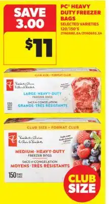 Real Canadian Superstore PC HEAVY DUTY FREEZER BAGS, 120/150'S offer