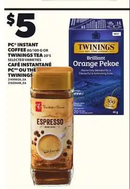 Independent Grocer PC INSTANT COFFEE, 80/100 G OR TWININGS TEA, 20'S offer