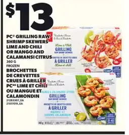 Independent Grocer PC GRILLING RAW SHRIMP SKEWERS LIME AND CHILI OR MANGO AND CALAMANSI CITRUS, 360 G offer
